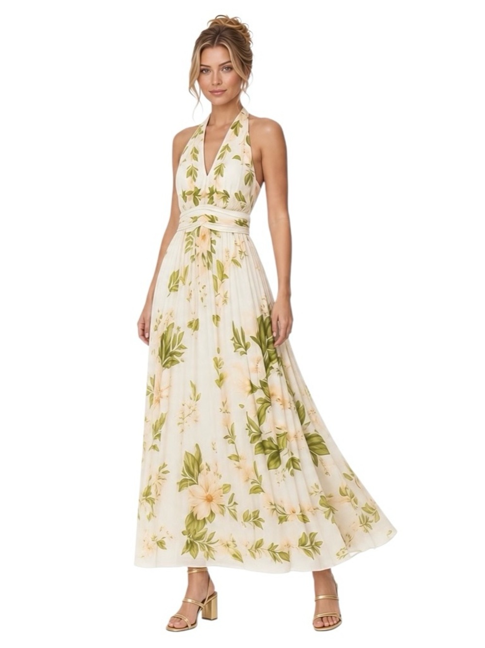 NWT FARM Rio x Anthropologie Floral Chiffon Maxi Dress Halter Small